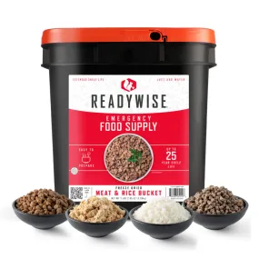 48 Serving Freeze Dried Meat   40 Servings of Rice Emergency Food Supply