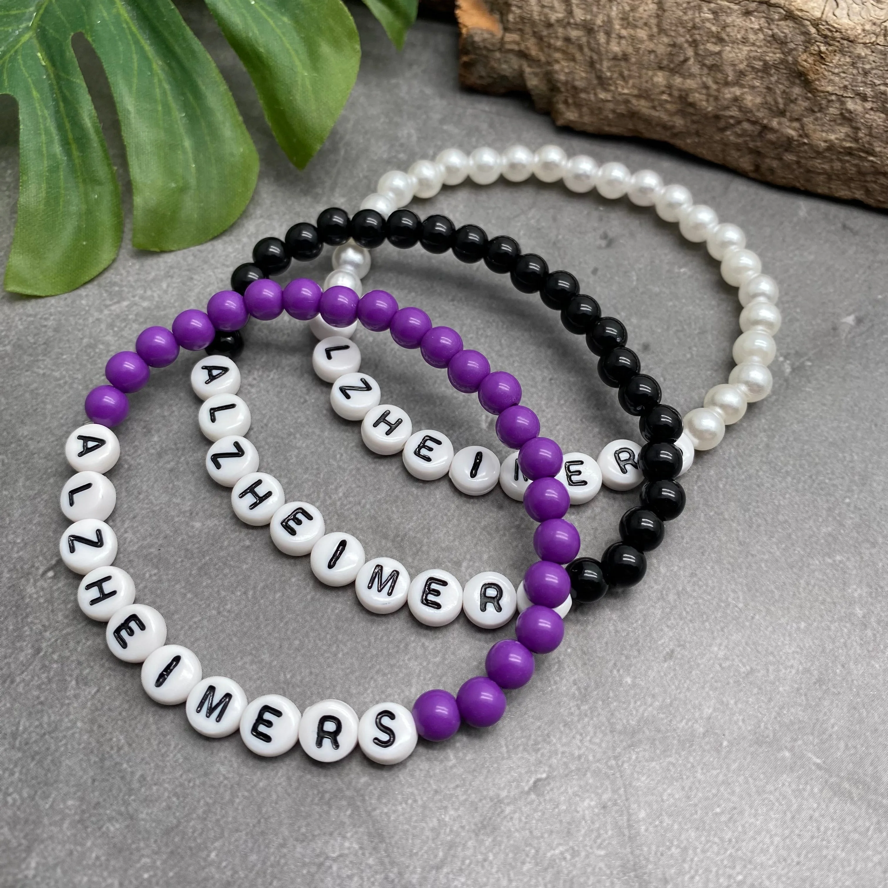 ALZHEIMERS Acrylic Letter Bead Bracelet