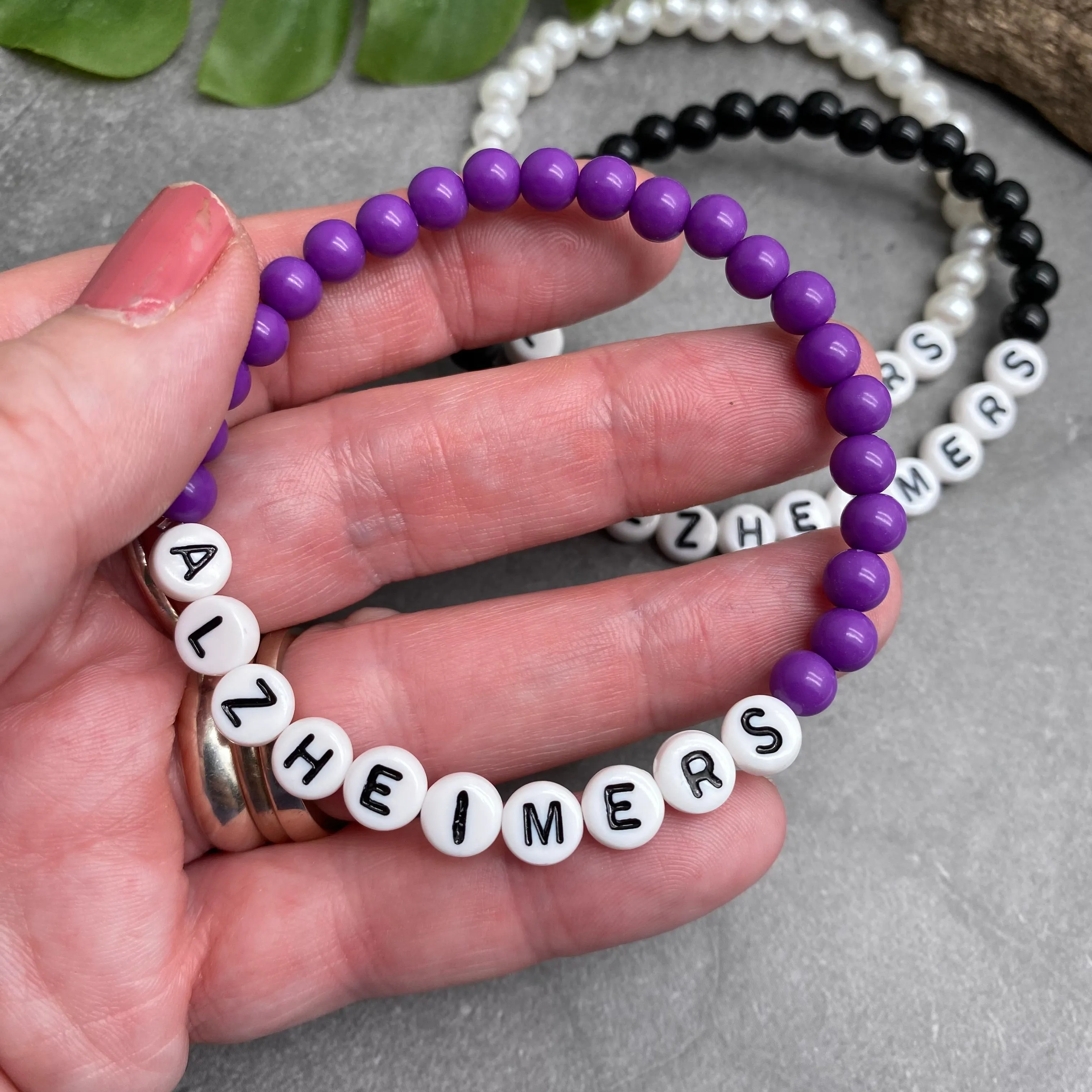 ALZHEIMERS Acrylic Letter Bead Bracelet
