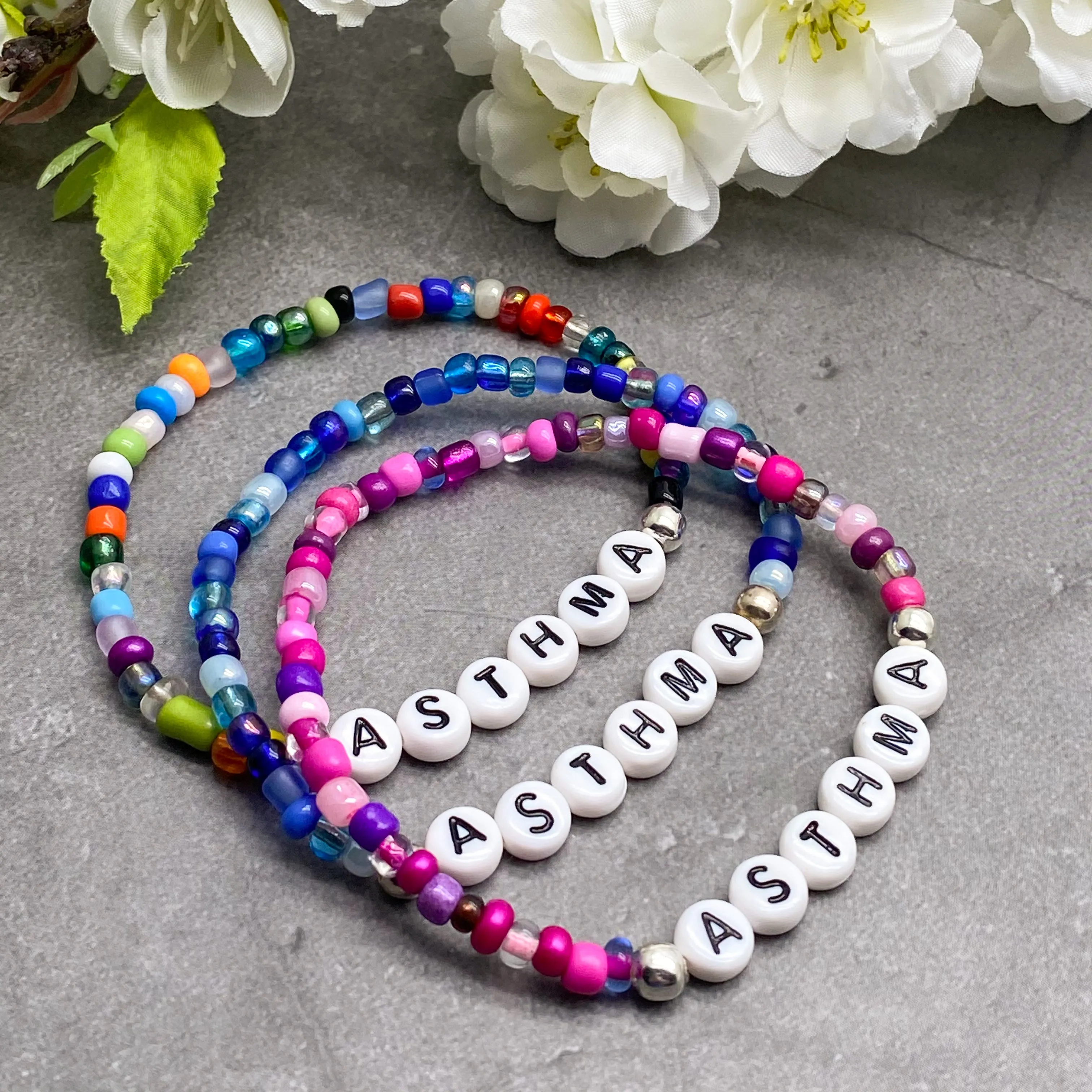 ASTHMA Glass Seed Bead Bracelet
