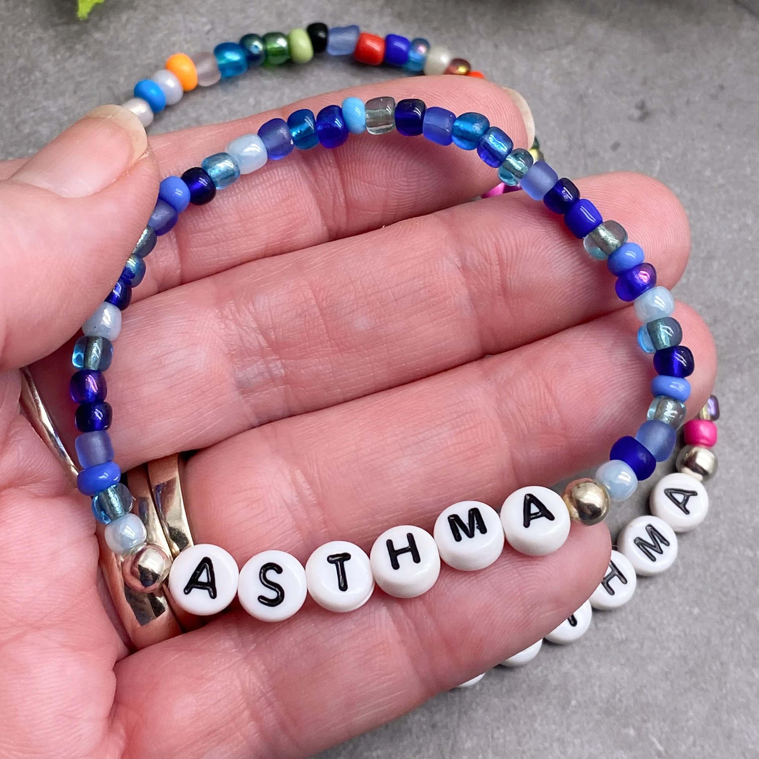 ASTHMA Glass Seed Bead Bracelet