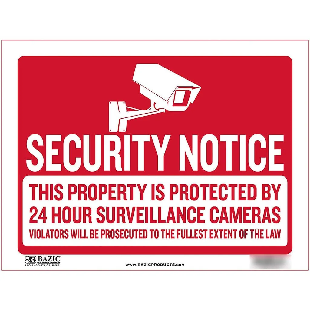 Bazic Security Notice Sign 12in x 16in