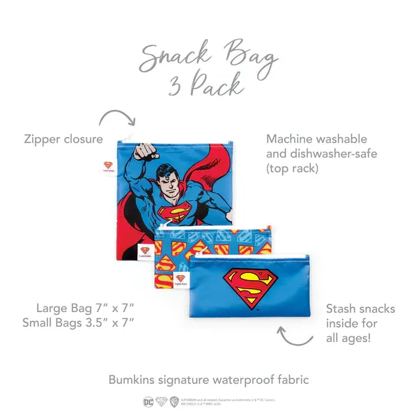 Bumkins Reusable Combo Sandwich/Snack Bag - 3 Pack Superman