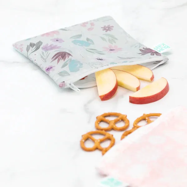Bumkins Reusable LARGE Snack/Sandwich Bag - Twin Pack Floral and Lace