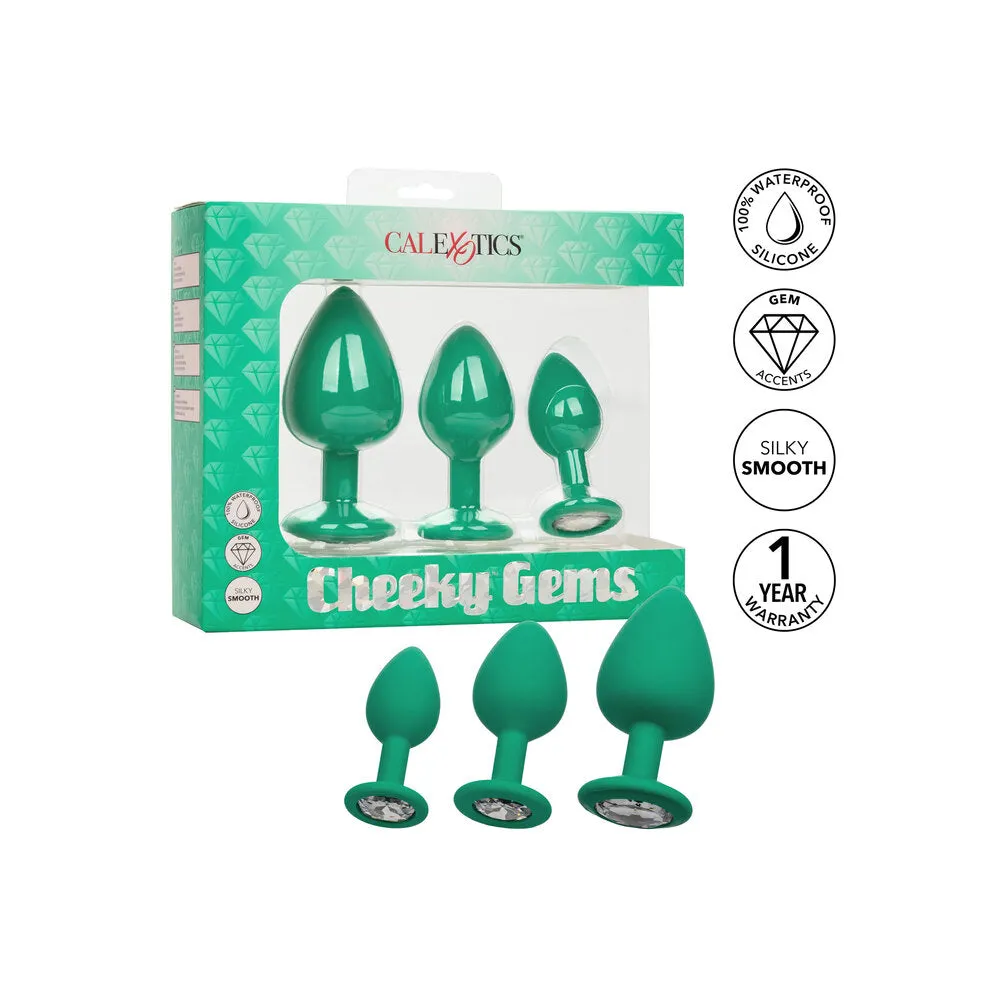 Cheeky Gems Butt Plugs Set Green 3 Pieces