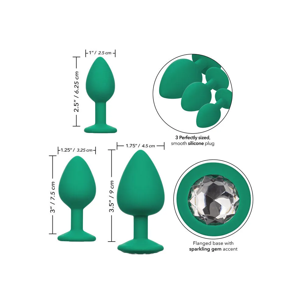 Cheeky Gems Butt Plugs Set Green 3 Pieces