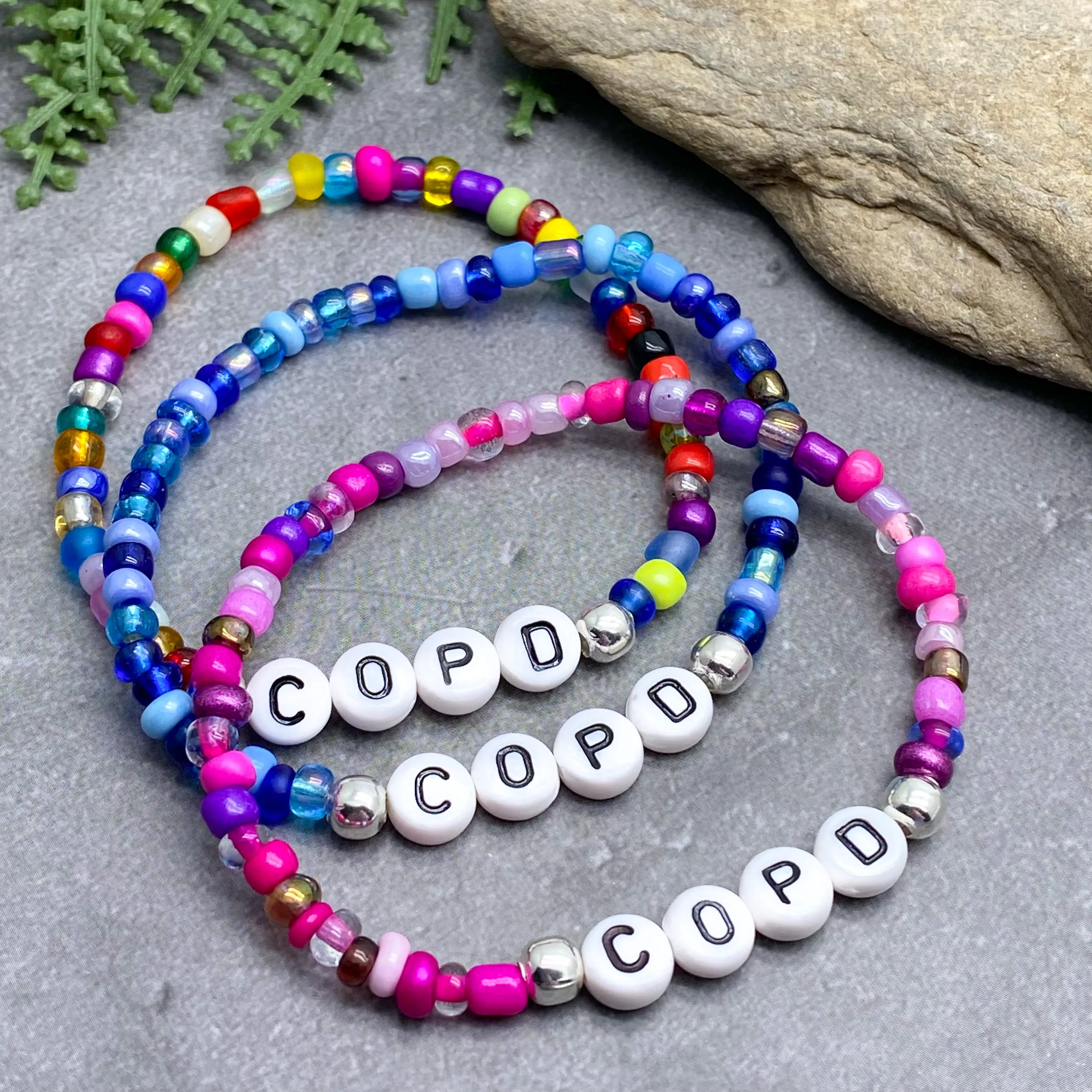 COPD Glass Seed Bead Bracelet