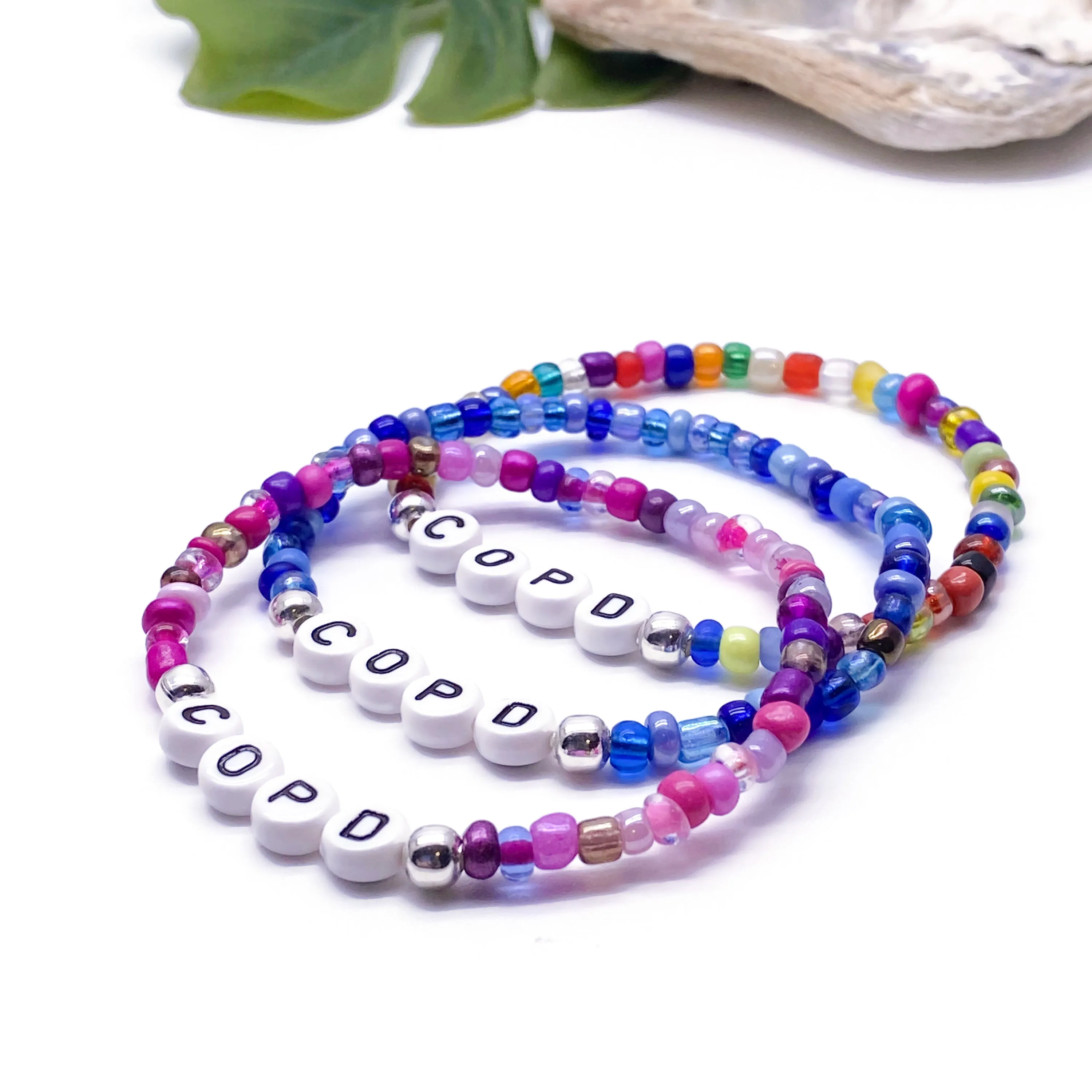 COPD Glass Seed Bead Bracelet