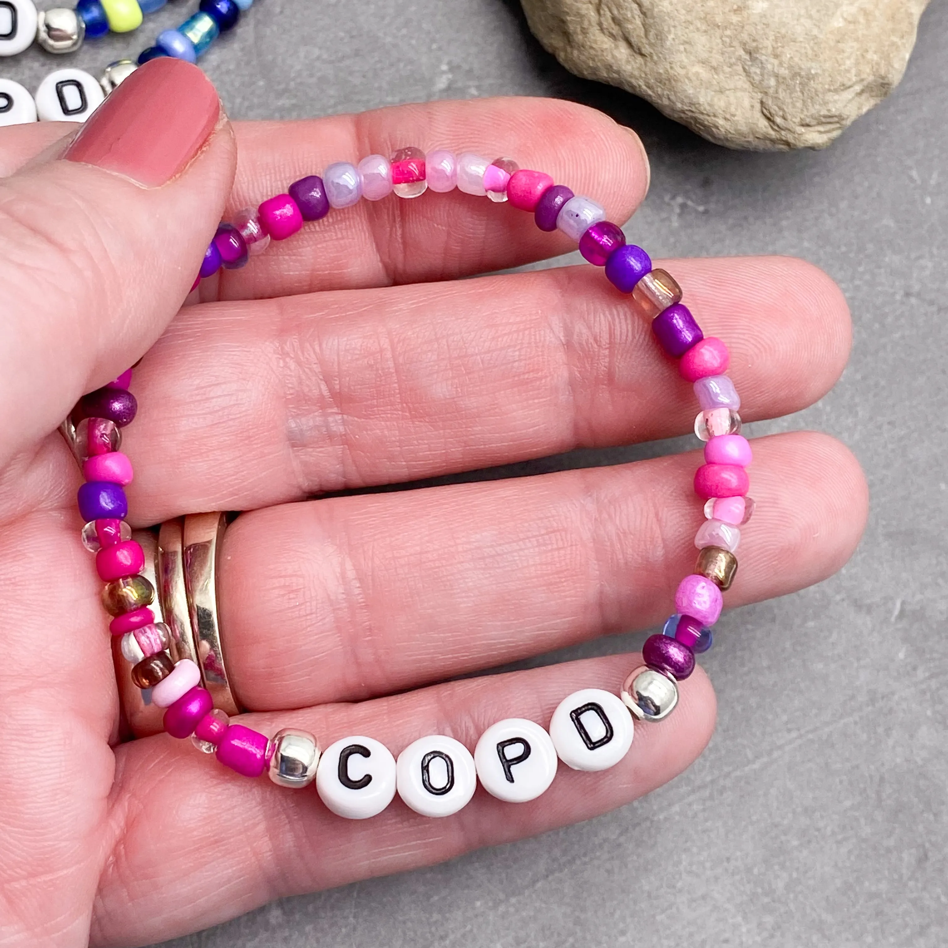 COPD Glass Seed Bead Bracelet