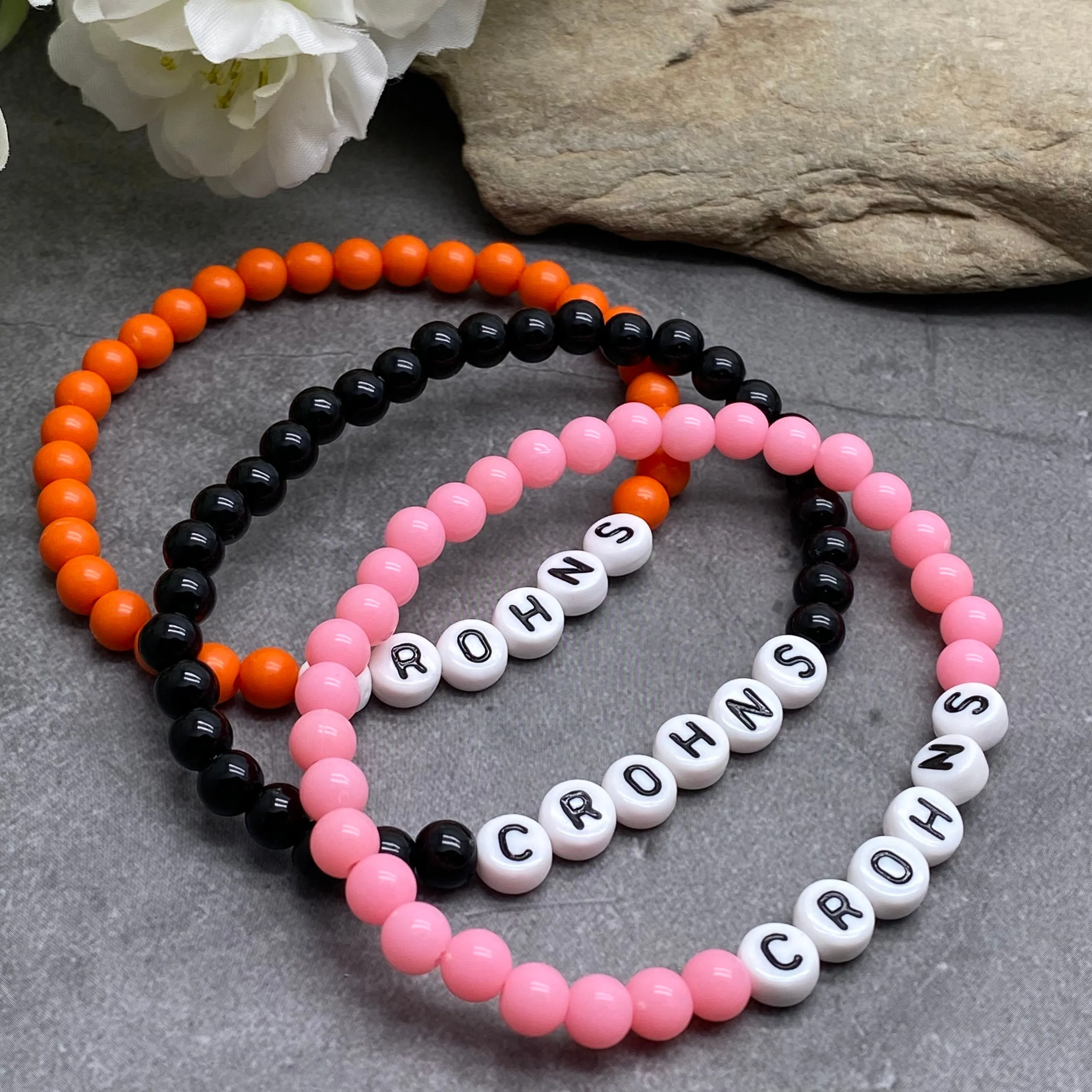 CROHNS Acrylic Letter Bead Bracelet