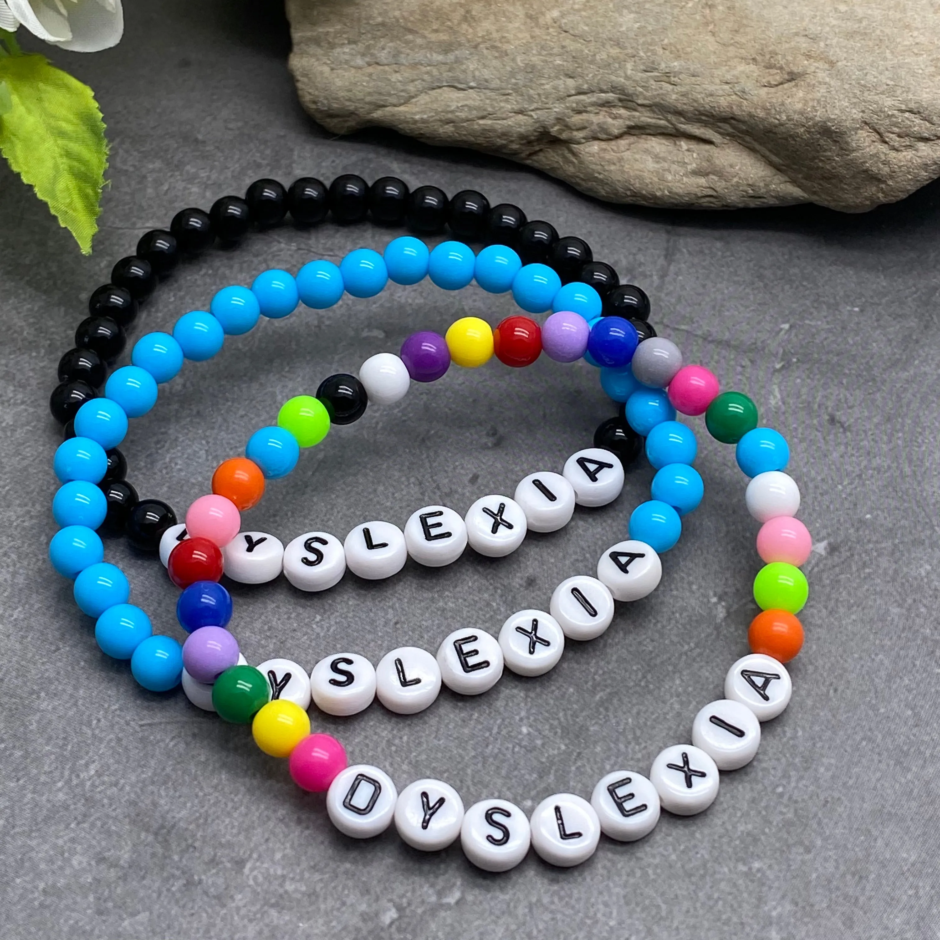 DYSLEXIA Acrylic Letter Bead Bracelet