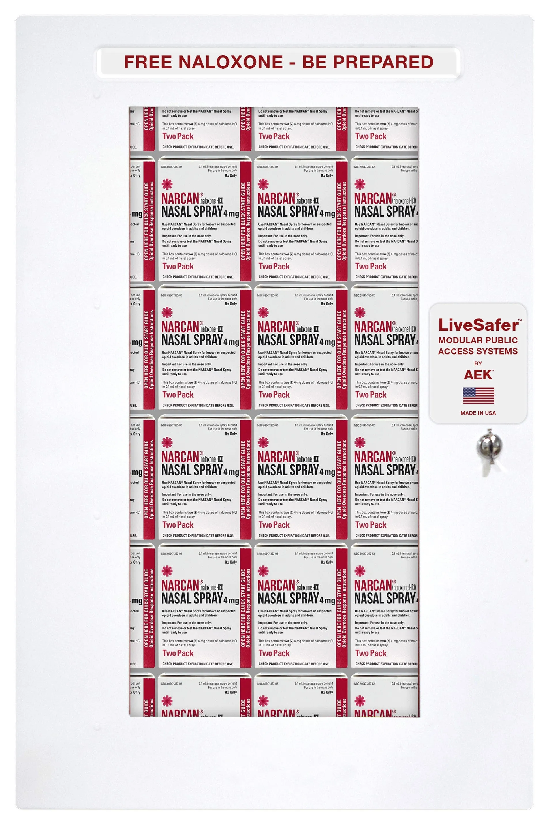 Empty Narcan Indoor Storage Cabinet- Wall Mounted