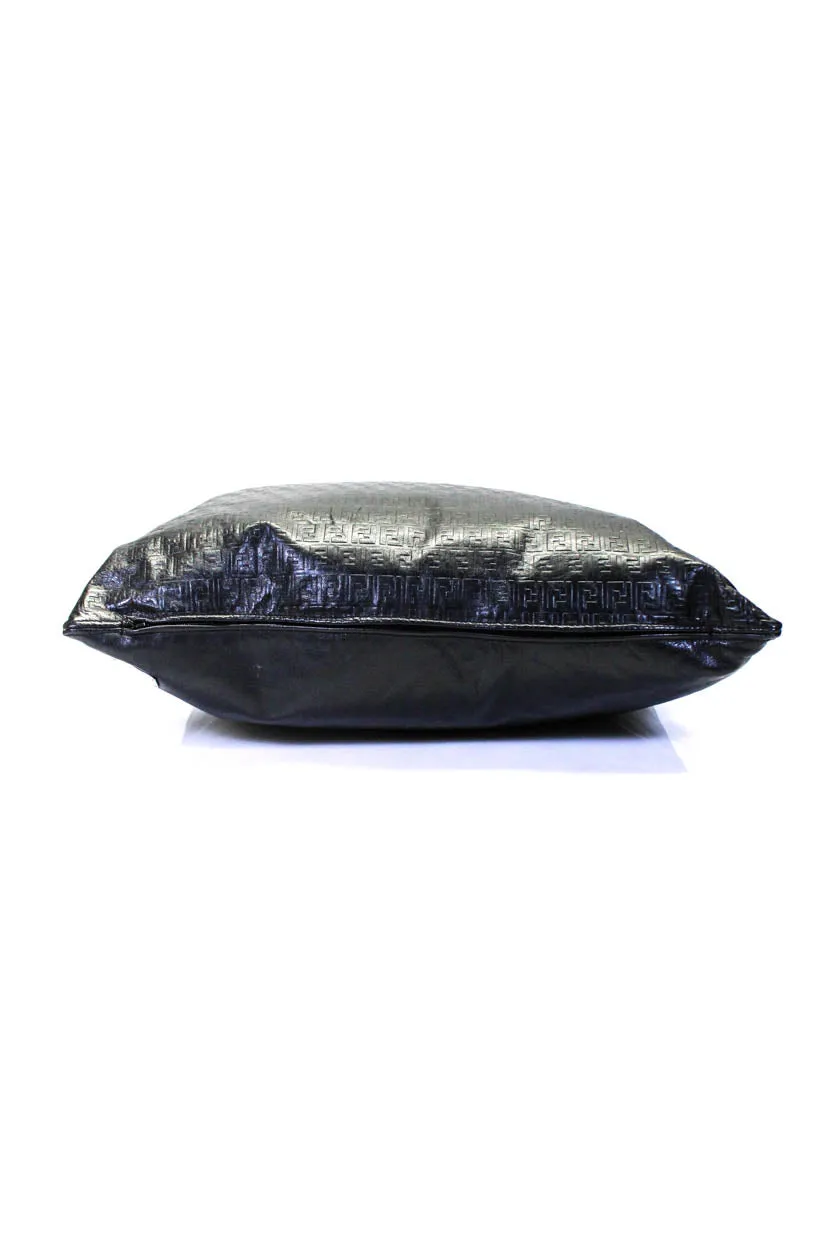 Fendi Black Leather Zucca Printed 18"x18" Square Throw Pillow
