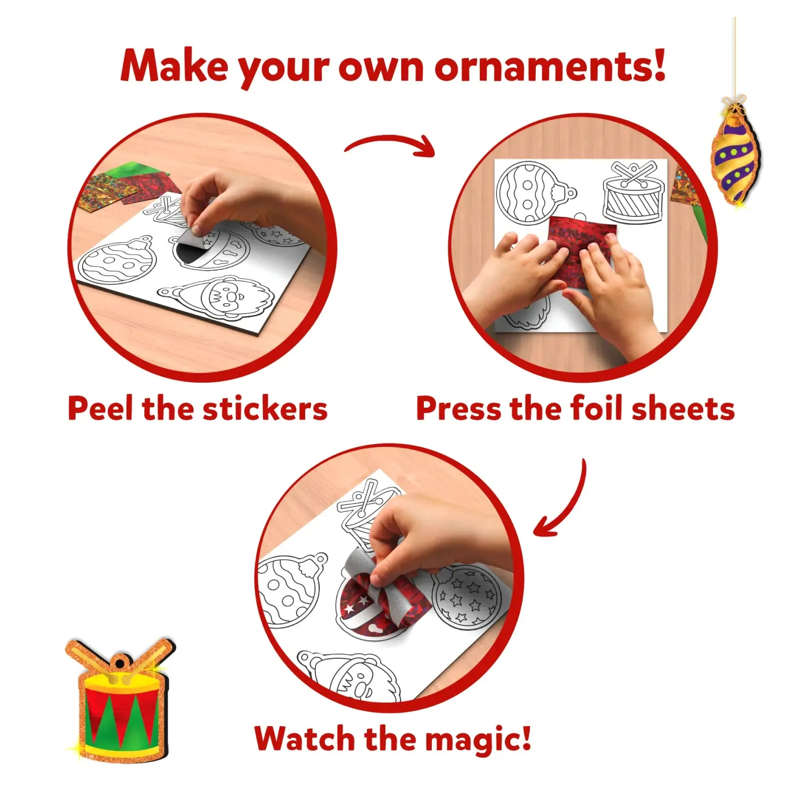 Foil Fun: Christmas Ornaments | No Mess Art Kit (ages 4 )