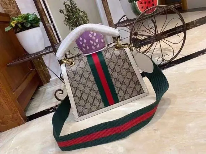 gg Queen Margaret gg Small Top Handle Bag Beige And Ebony gg Supreme Canvas For Women 10in/26cm gg 476541