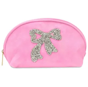 Iscream Glitter Bow Oval Cosmetic Bag