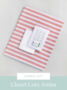 Jenna Shirt Kit | Coral Blue Yarn Dyed Herringbone Striped Cotton