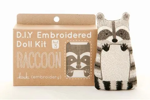 Kiriki Embroidered Doll Kit - Raccoon