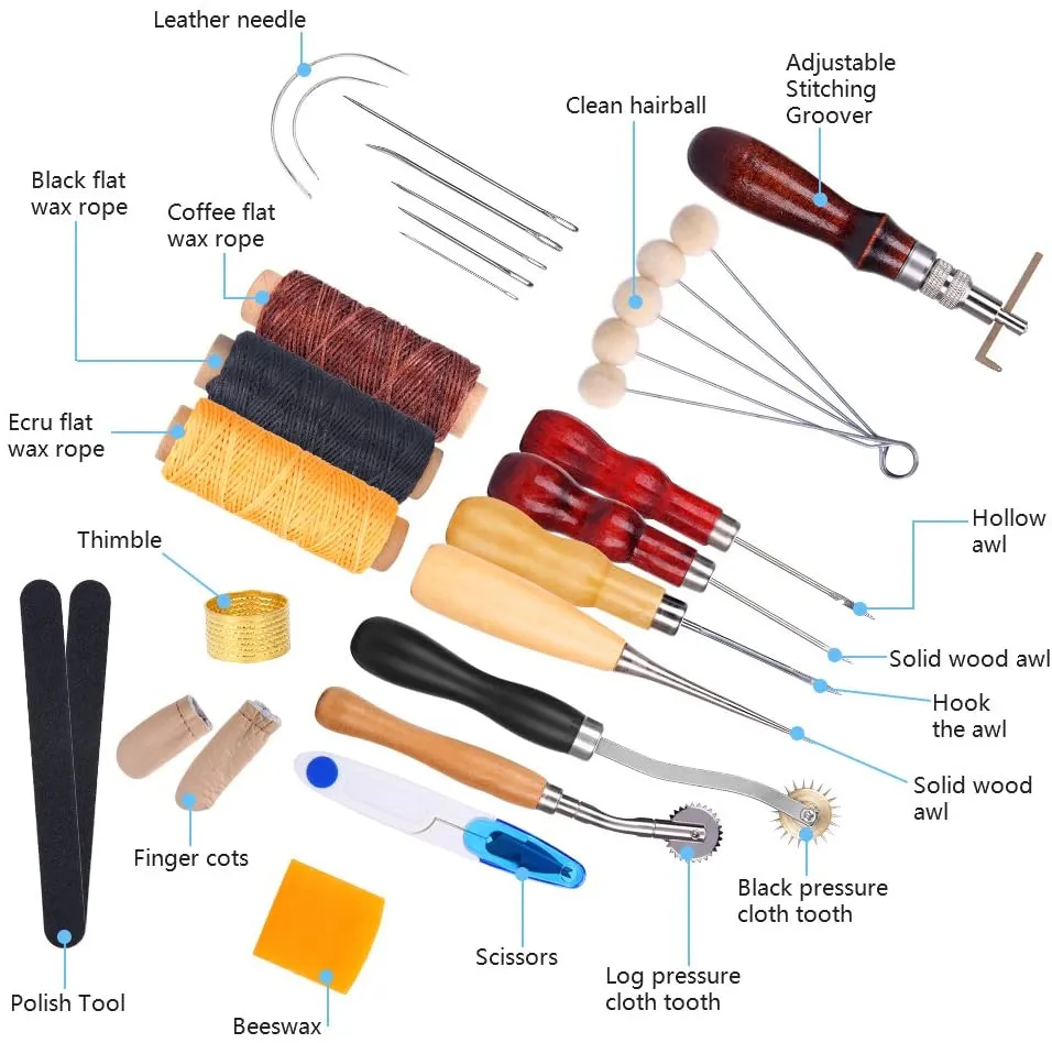 Leather Sewing Tools YESURPRISE 22 Pcs | Leather Craft Kit