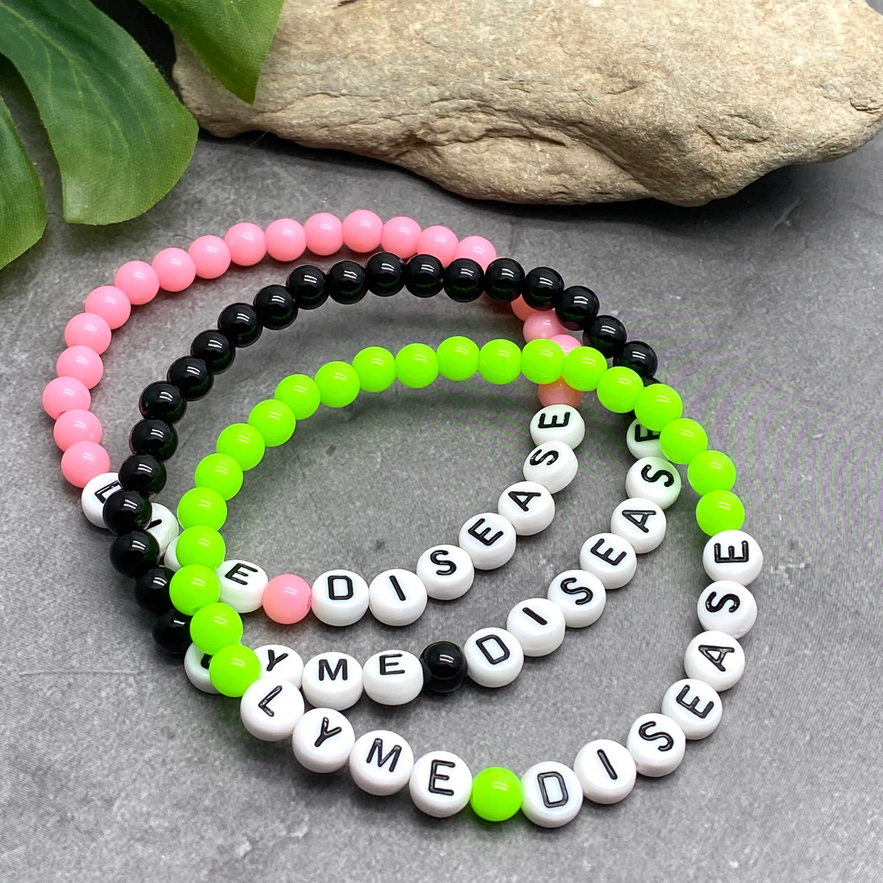 LYME DISEASE Acrylic Letter Bead Bracelet