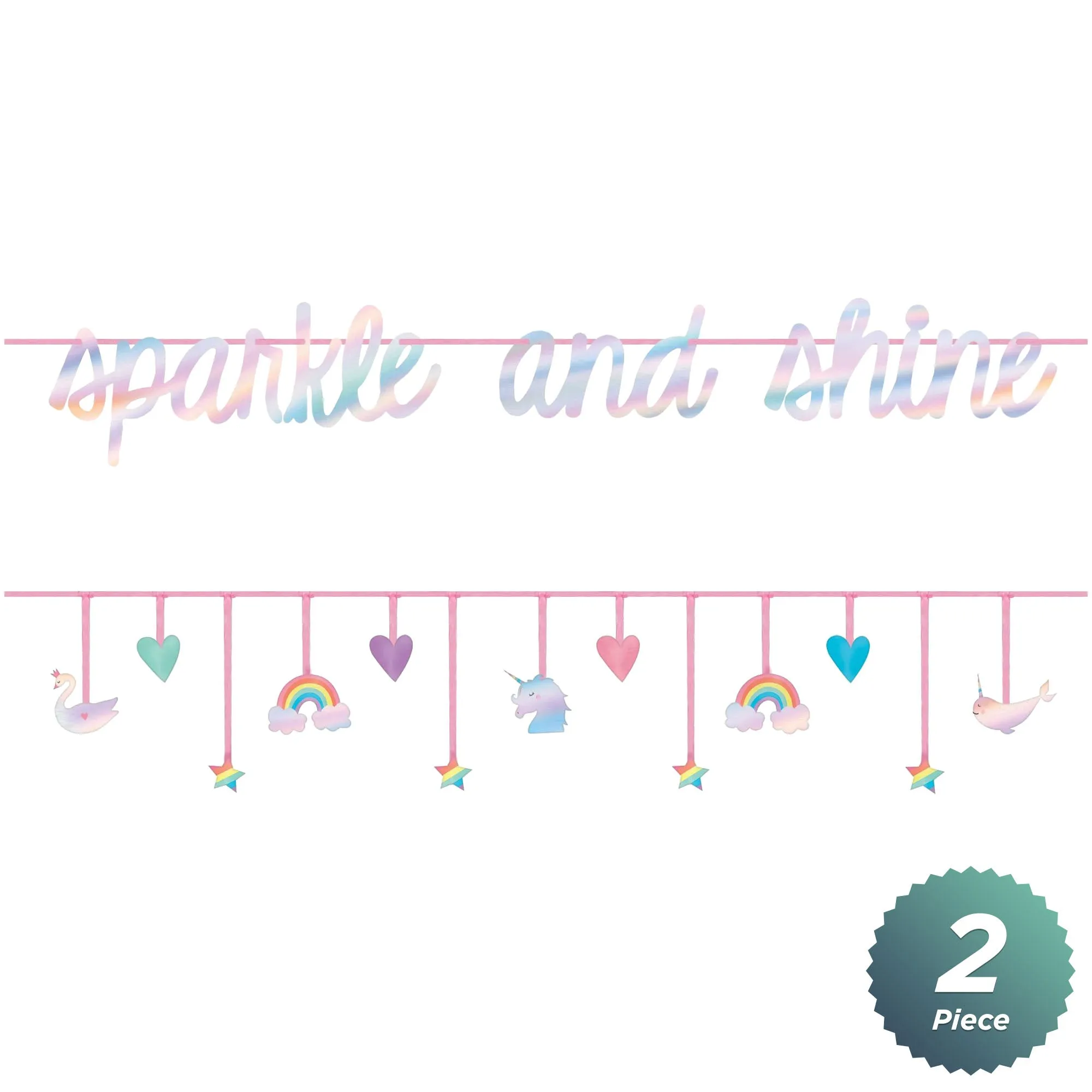 Magical Rainbow "Sparkle and Shine" Birthday Double Banner Kit Decoration