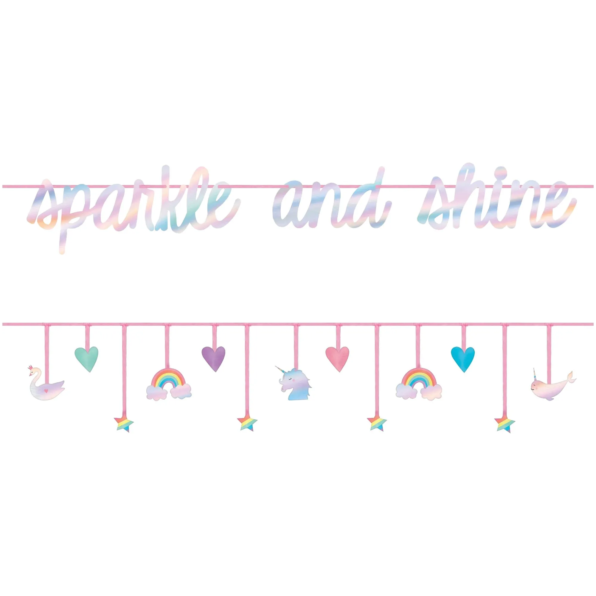 Magical Rainbow "Sparkle and Shine" Birthday Double Banner Kit Decoration