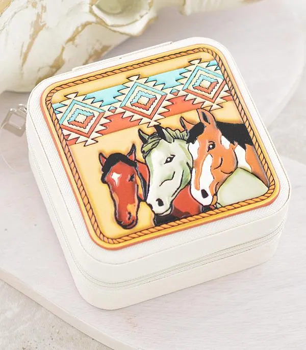 Mini Aztec Wild Horses Jewelry Case
