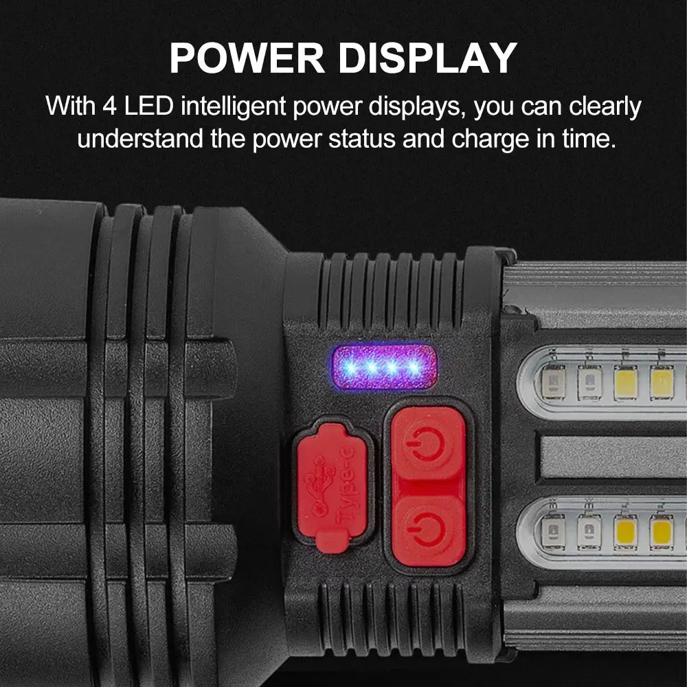 New Solar Flashlight Emergency Light Waterproof Outdoor Charging Strong Light P50 Super Bright Multi-Function Flashlight