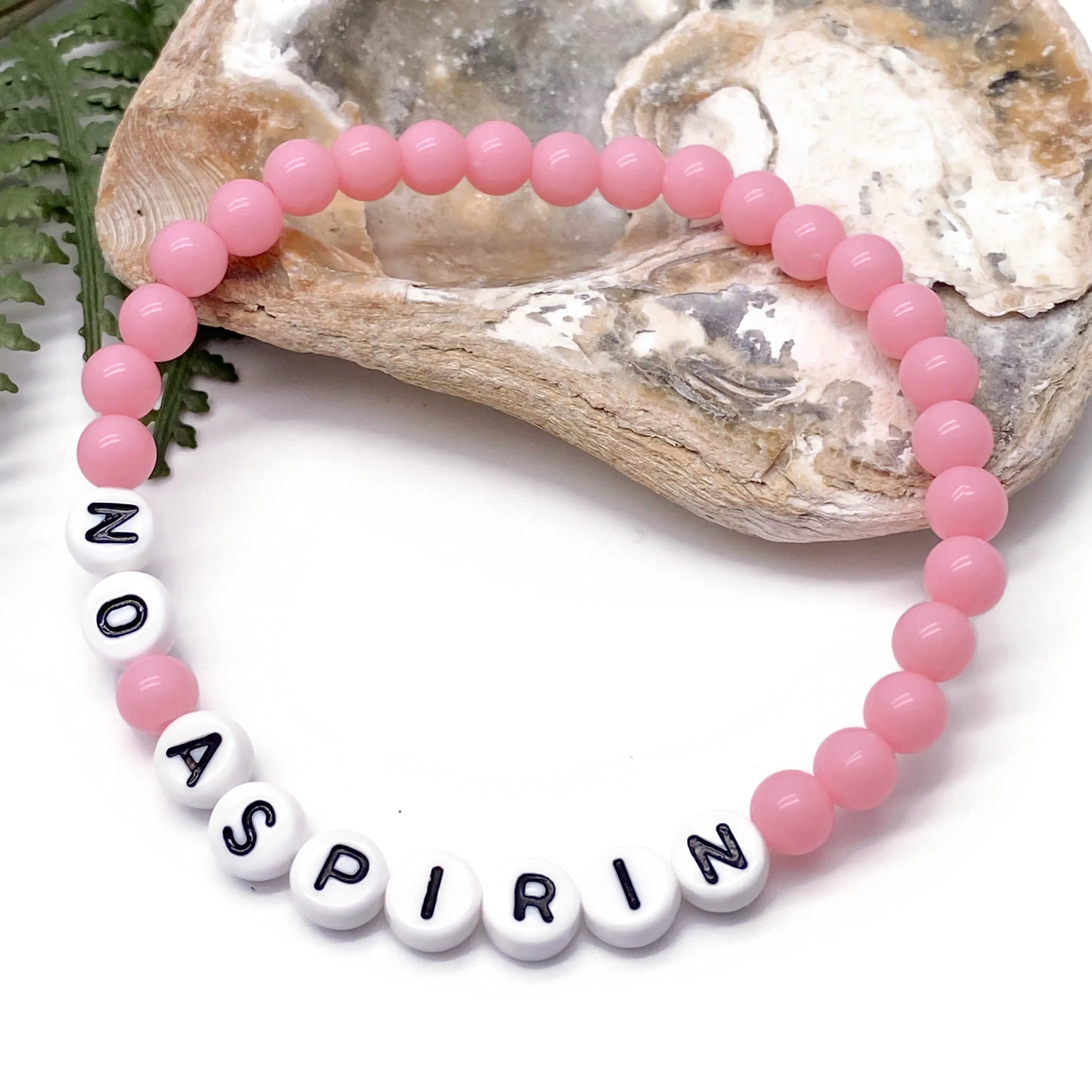 NO ASPIRIN Acrylic Letter Bead Bracelet