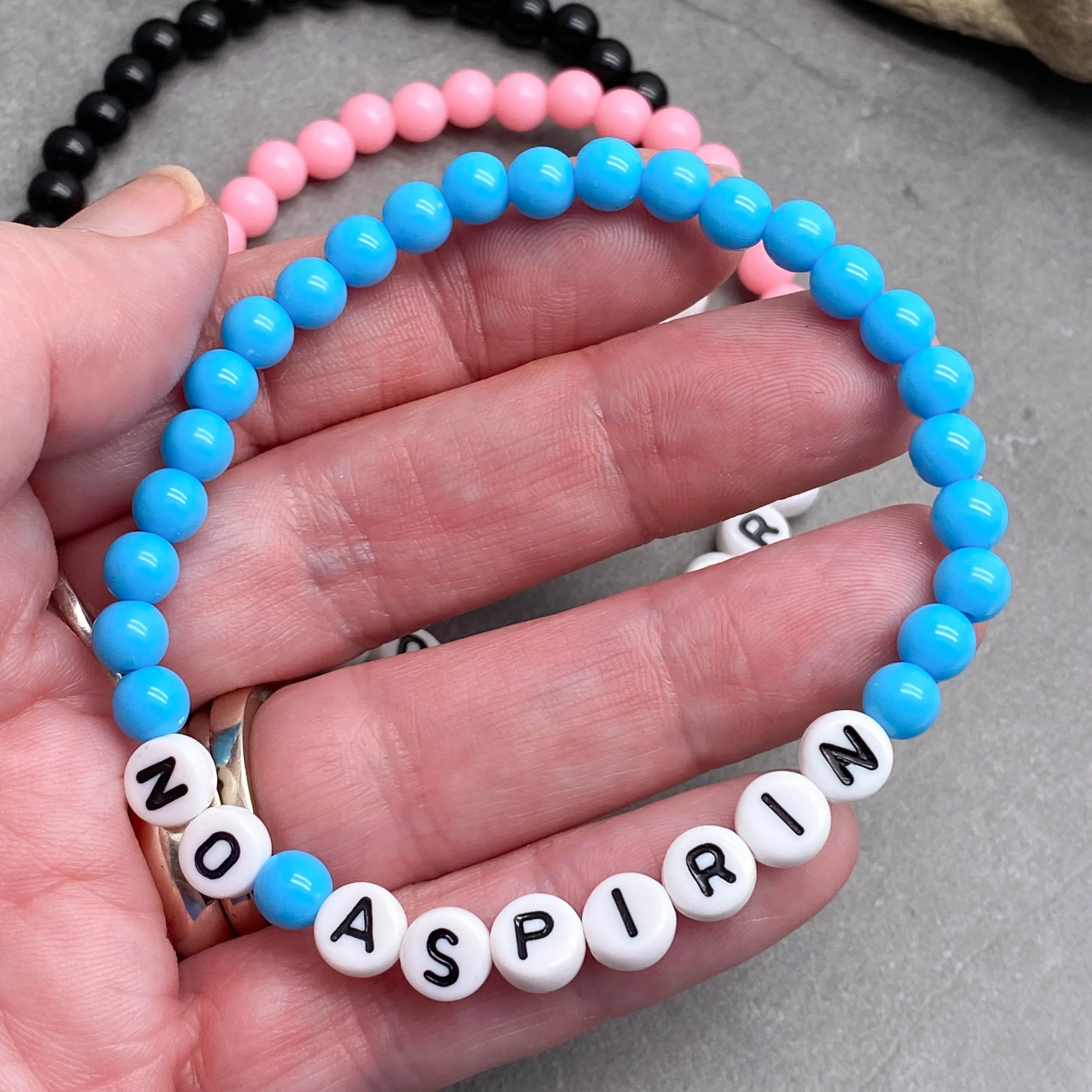 NO ASPIRIN Acrylic Letter Bead Bracelet