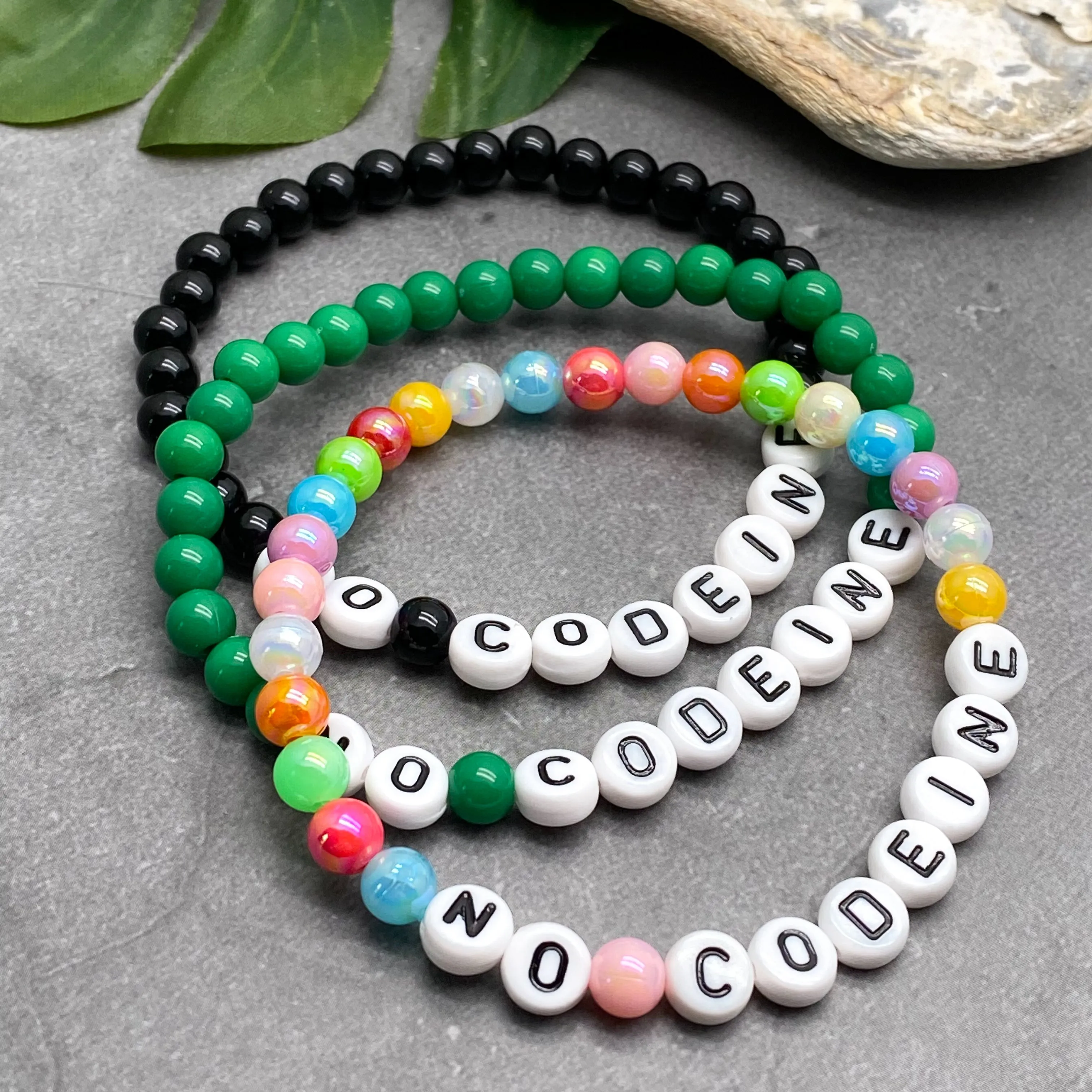 NO CODEINE Acrylic Letter Bead Bracelet