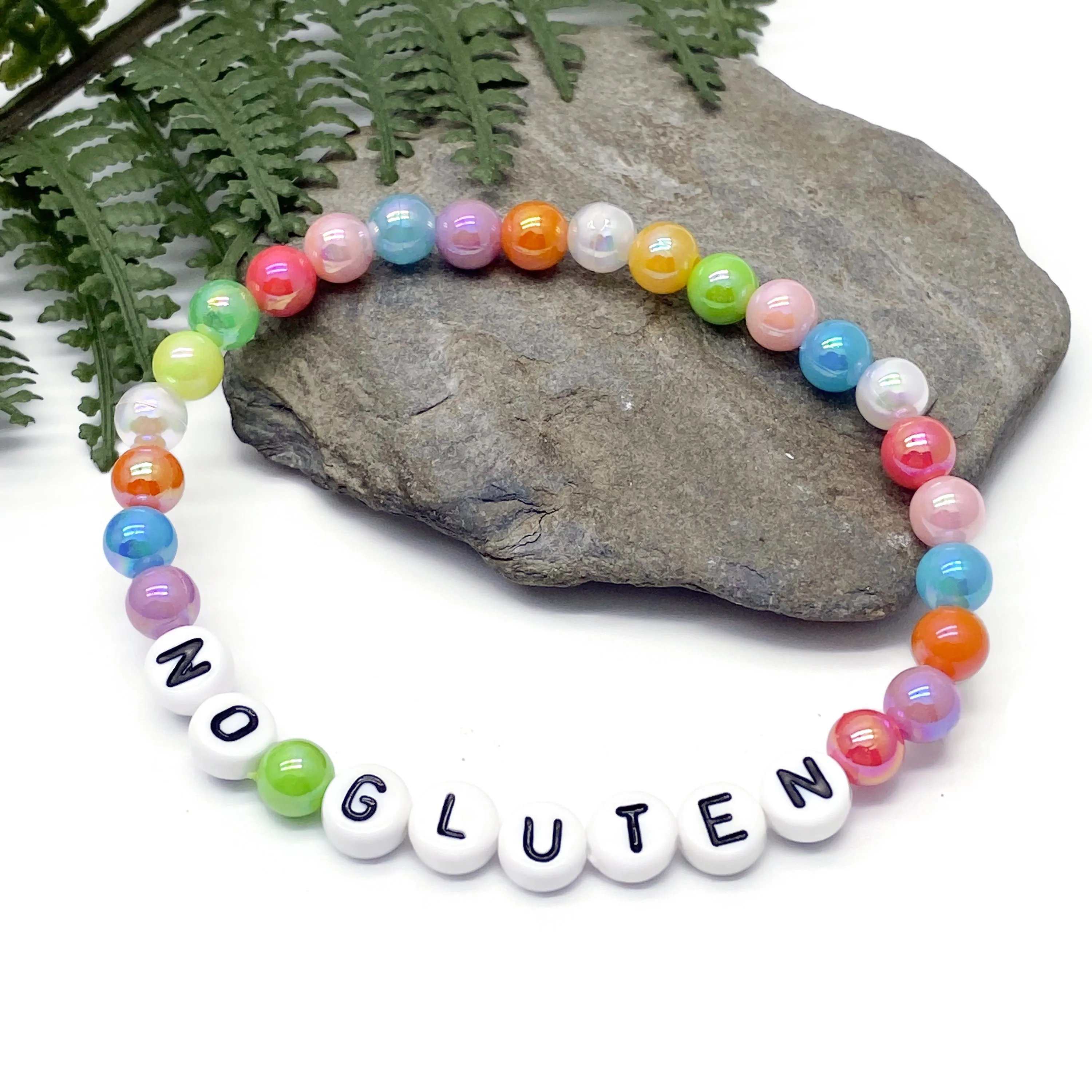 NO GLUTEN Acrylic Letter Bead Bracelet