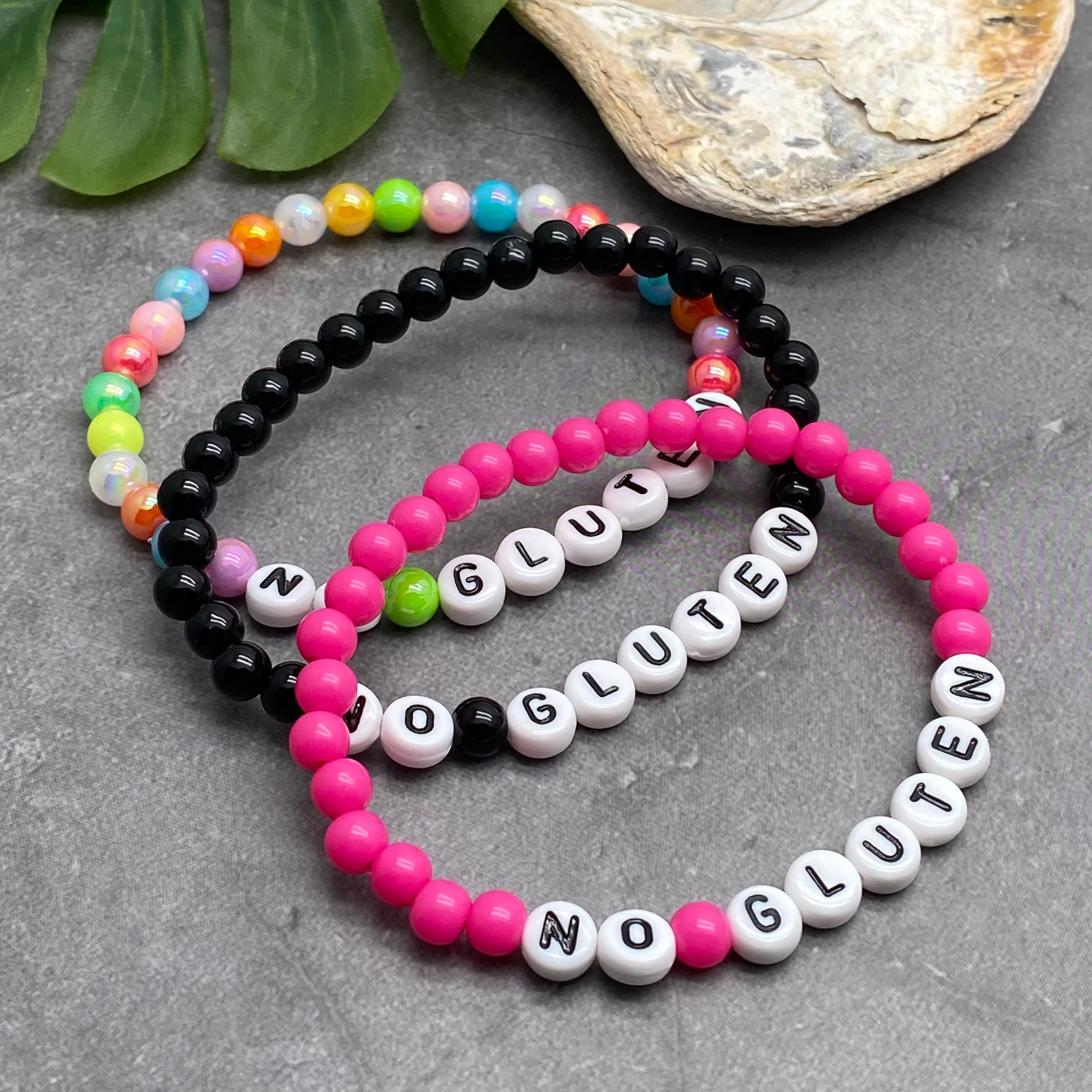 NO GLUTEN Acrylic Letter Bead Bracelet