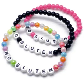 NO GLUTEN Acrylic Letter Bead Bracelet