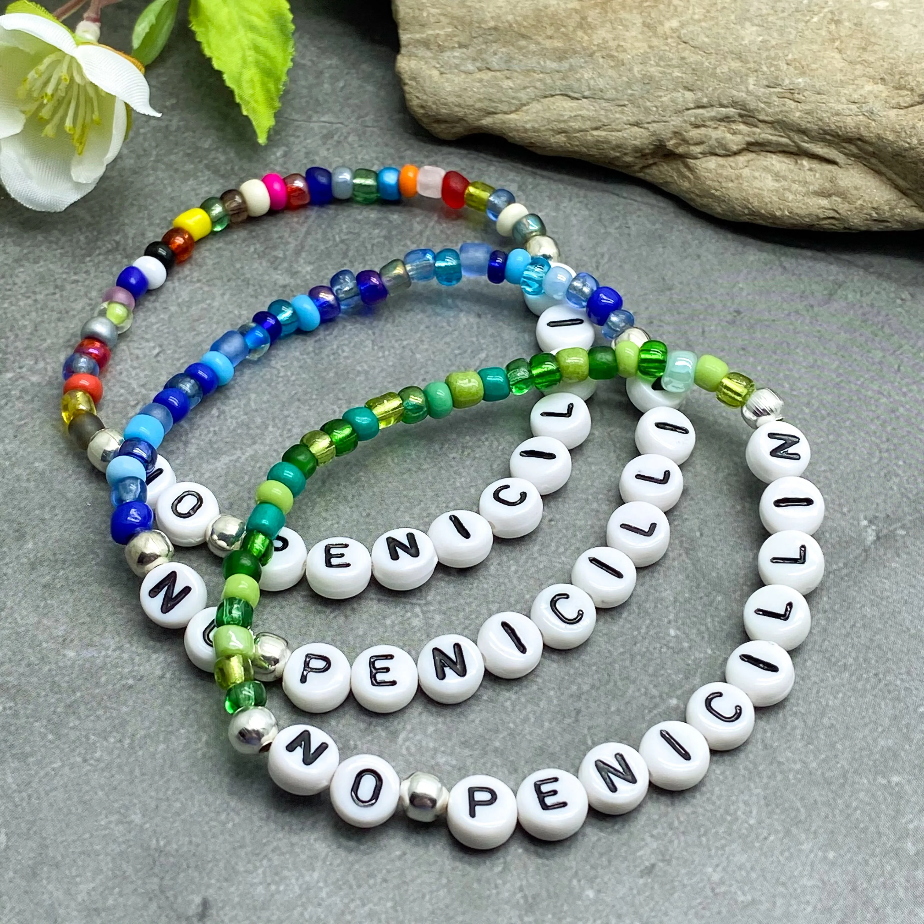 NO PENICILLIN Glass Seed Bead Bracelet