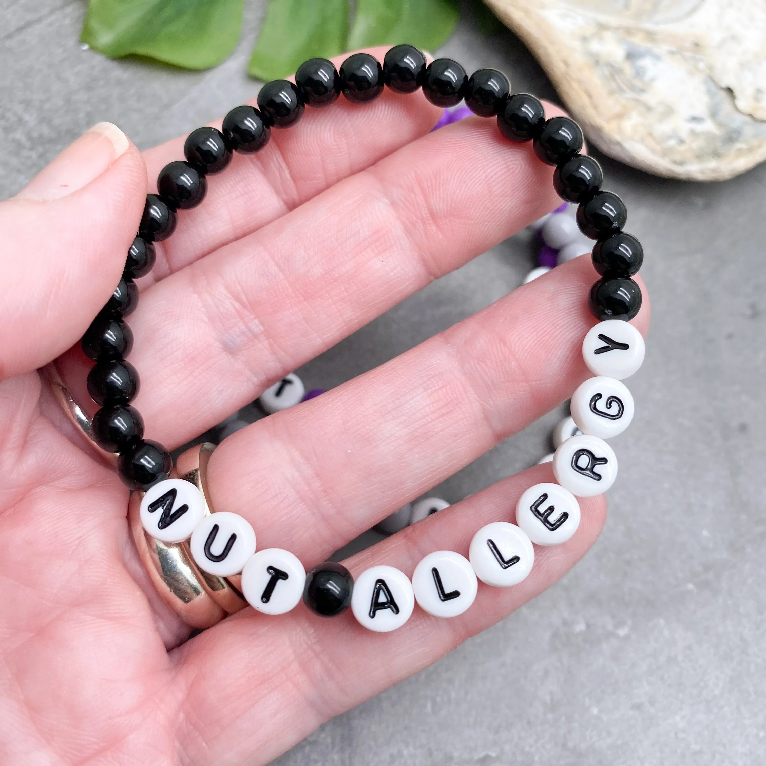 NUT ALLERGY Acrylic Letter Bead Bracelet