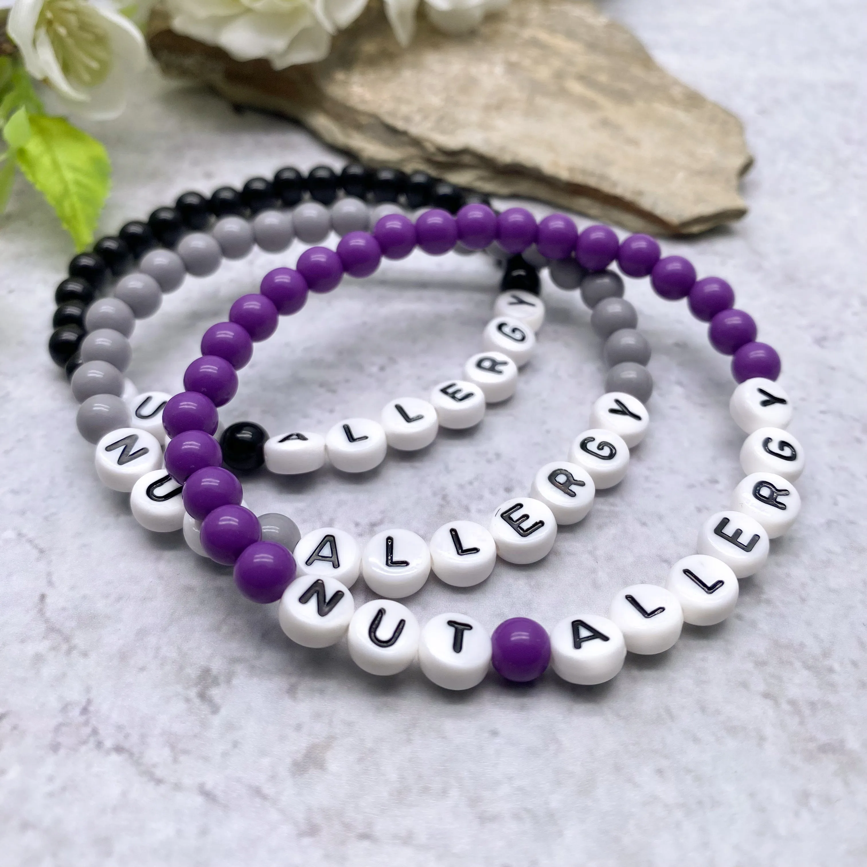 NUT ALLERGY Acrylic Letter Bead Bracelet