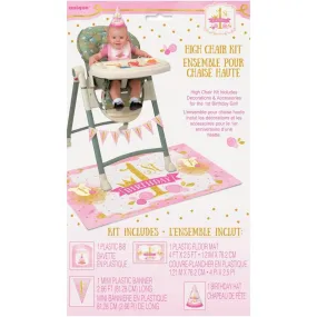 Pink and Gold Girls 1st Birthday High Chair Decorating Kit