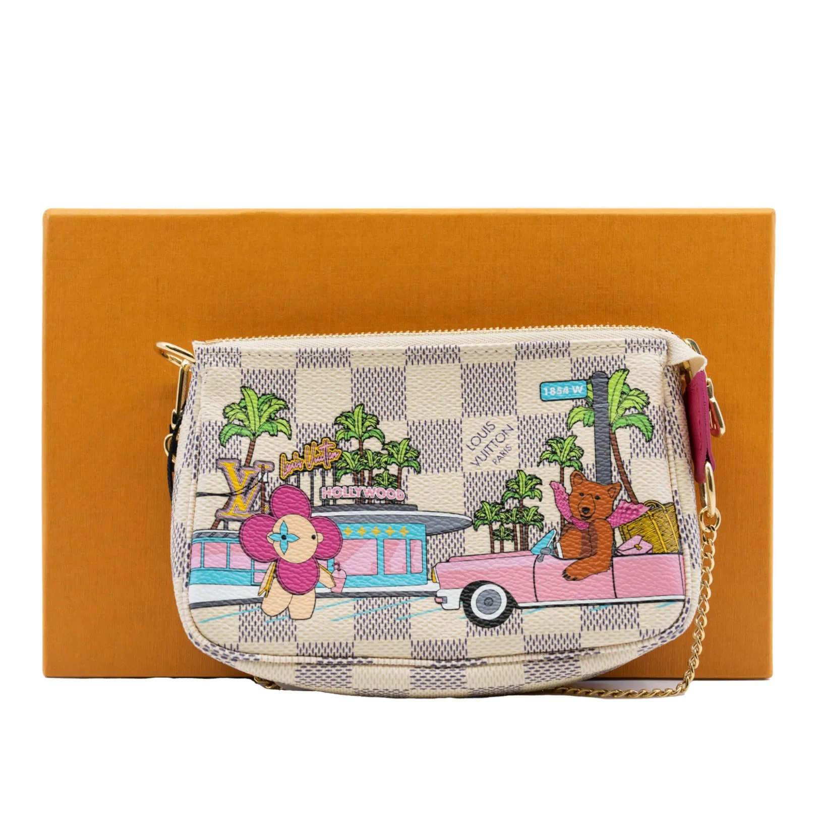 pochette accessories with vivian pear in damier azur