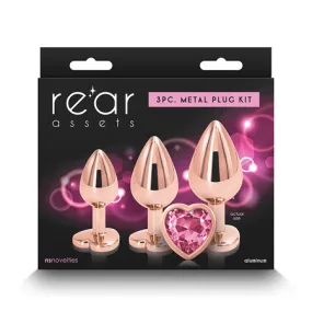 Rear Assets Pink Heart Gem Anal Trainer Kit - Rose Gold