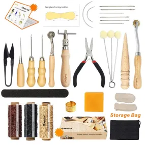 SIMPZIA 17 Pieces Leather Craft Tools for DIY Leather Artwork