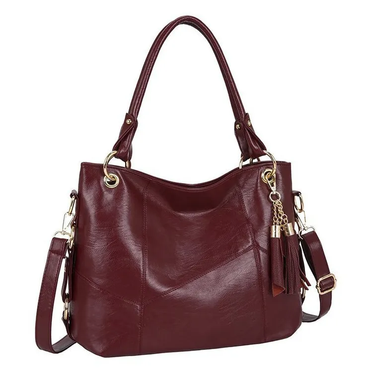 Soft and cute Leather tassel shoulder bag