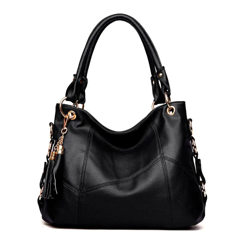 Soft and cute Leather tassel shoulder bag