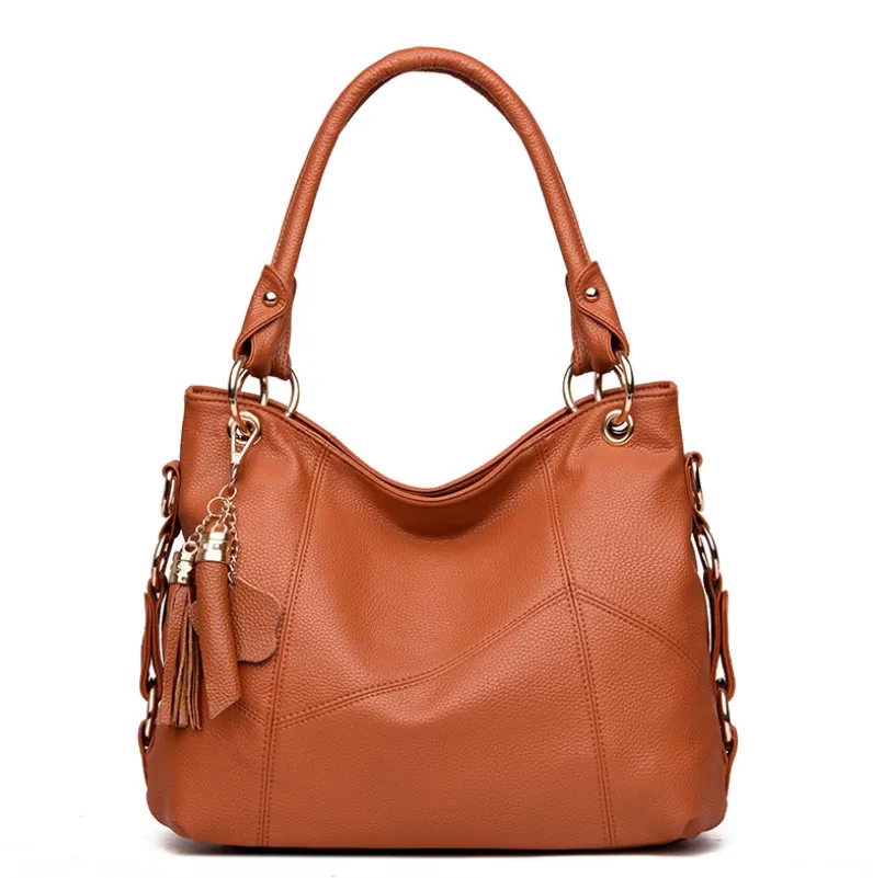 Soft and cute Leather tassel shoulder bag