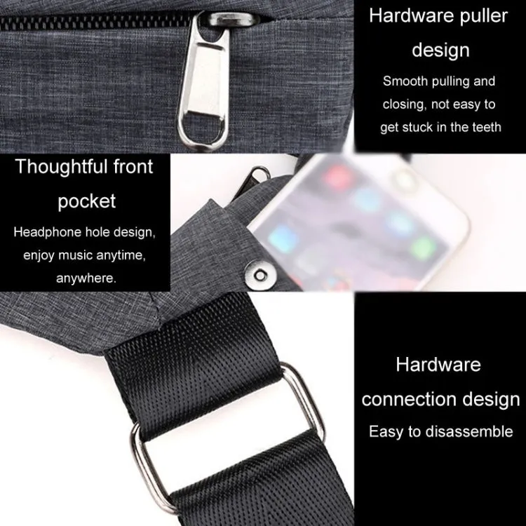 Sports Casual Men Crossbody Bag Large Capacity Multi-Pocket Single Shoulder Bag, Style: Right Shoulder Oxford Cloth (Black)