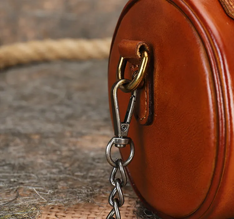 Womens Barrel Purse Genuine Leather Crossbody Bags For Women