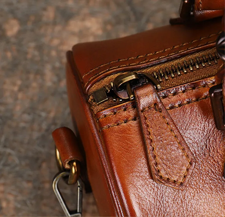 Womens Barrel Purse Genuine Leather Crossbody Bags For Women